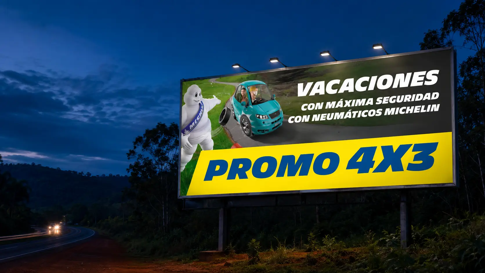 Mockup de vía pública para la campaña Michelin 4x3 en Misiones